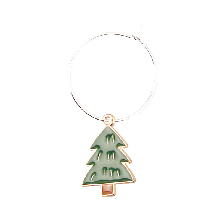 Wholesale Christmas Party Christmas Tree Metal Wine Cup Rings